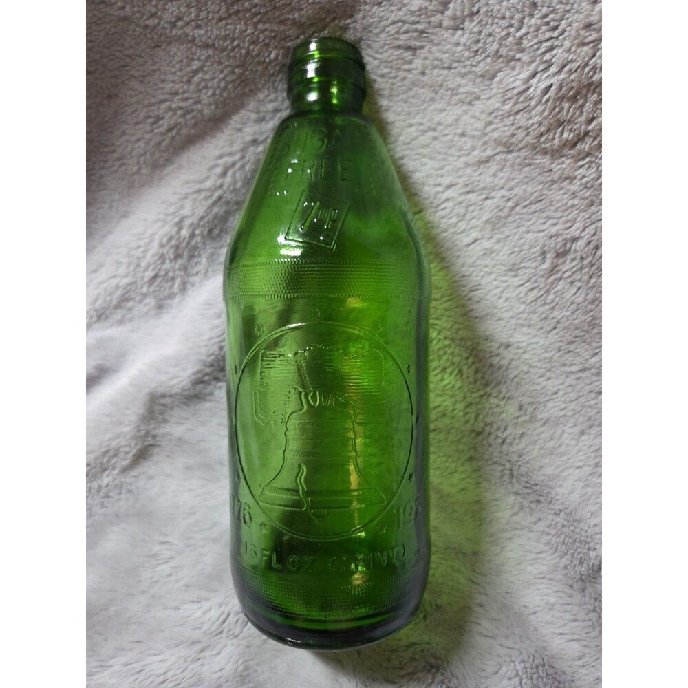 Vintage 7UP Bicentennial Liberty Bell Green Glass Bottle 1776–1976